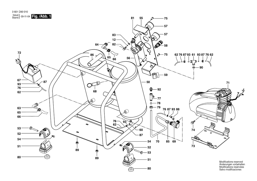 Diagram 1 Diagram and Parts List for CET3-10 3 601 D90 010 Bosch Compressor