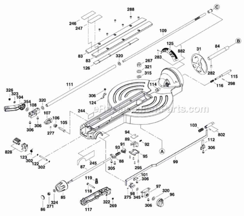 Page B Diagram and Parts List for 3601F65010 Bosch