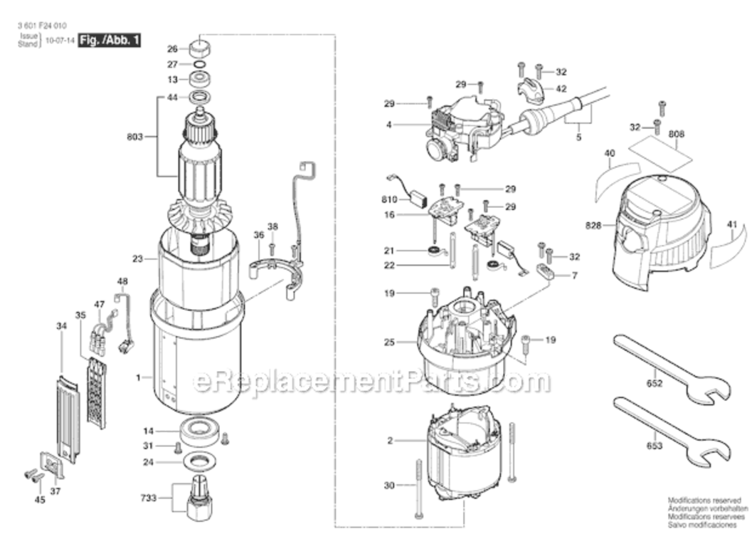 Page A Diagram and Parts List for 3601F24010 Bosch Router