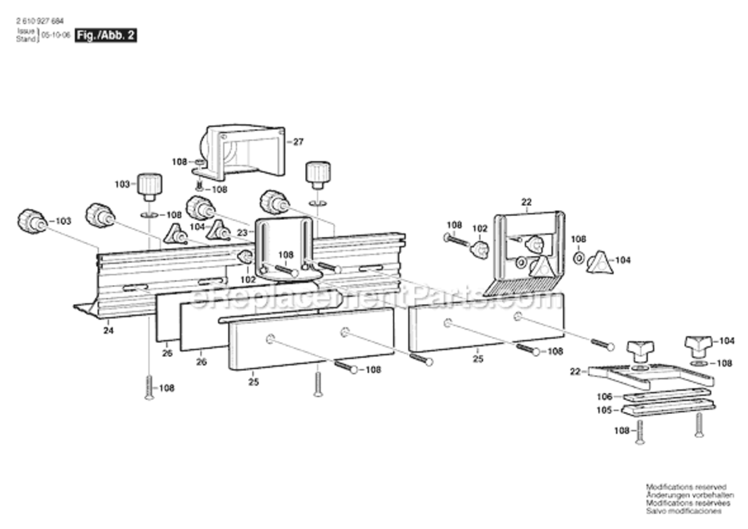 Page B Diagram and Parts List for 2610927684 Bosch Router