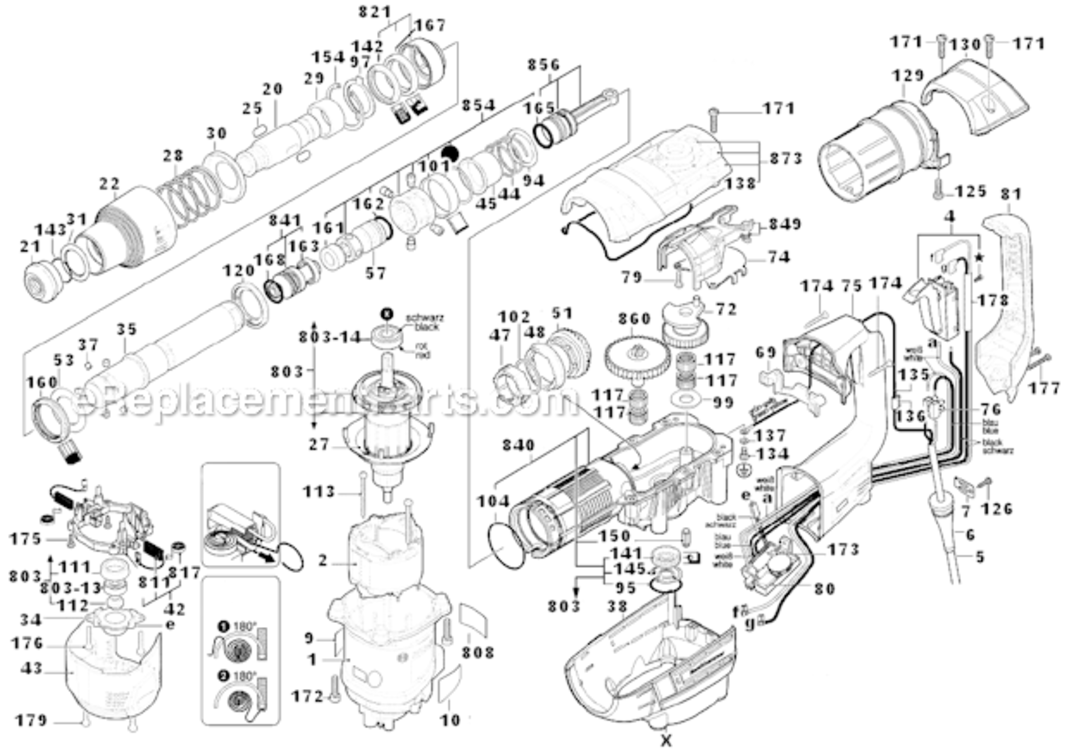 Page A Diagram and Parts List for  Bosch Hammer Drill