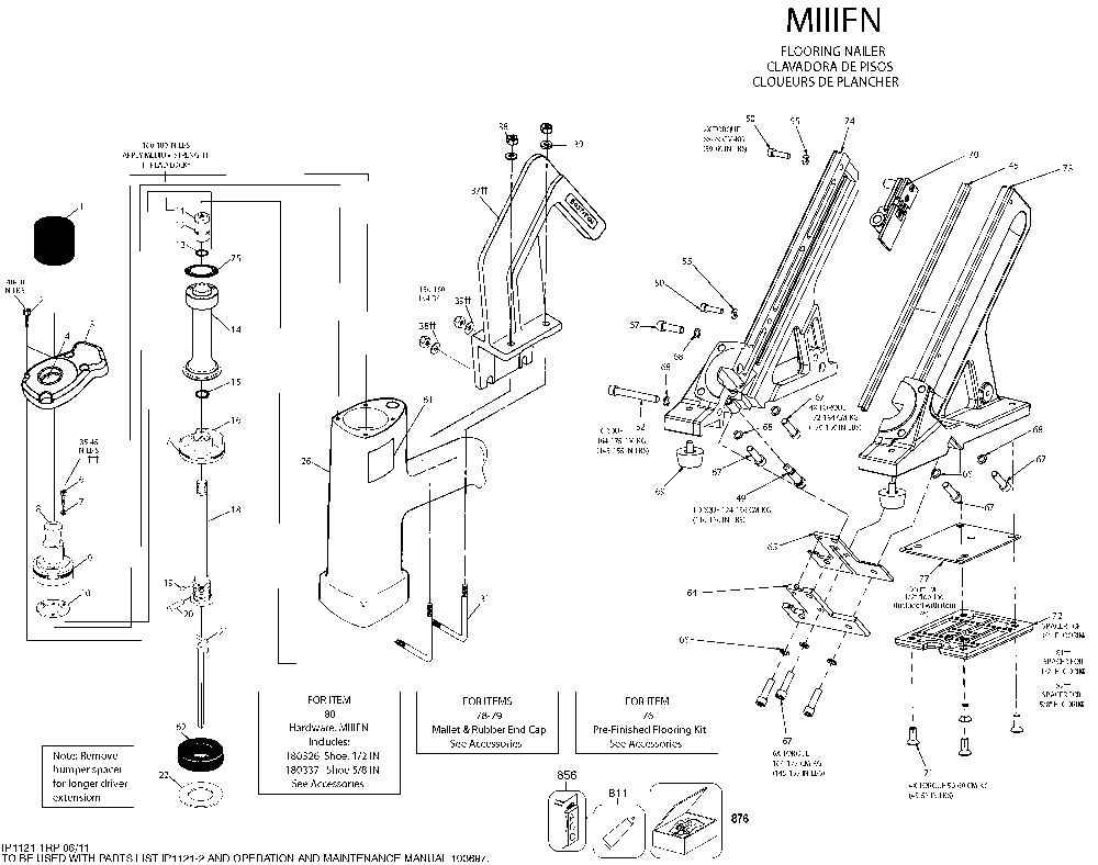 Page A Diagram and Parts List for Type 0 Bostitch Nailer