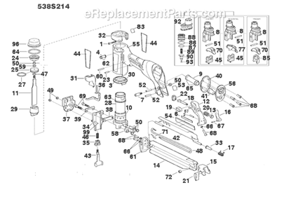 Page A Diagram and Parts List for  Bostitch Nailer