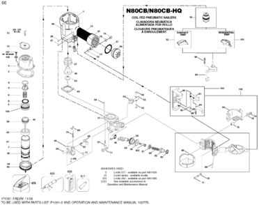Default Diagram and Parts List for Type 0 Bostitch Nailer