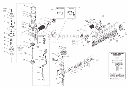 Page A Diagram and Parts List for  Bostitch Nailer