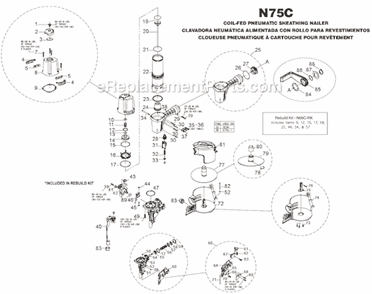 Page A Diagram and Parts List for  Bostitch Nailer