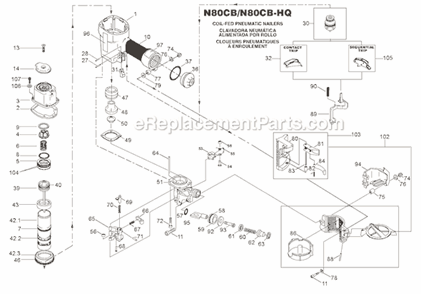 Page A Diagram and Parts List for  Bostitch Nailer