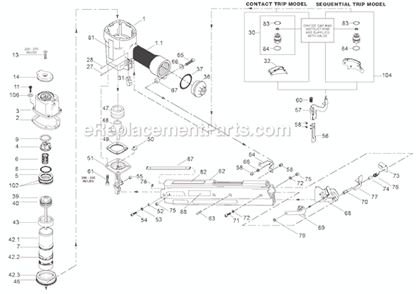 Page A Diagram and Parts List for  Bostitch Nailer