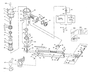 Page A Diagram and Parts List for Type 0 Bostitch Nailer