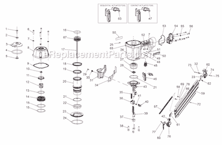 Page A Diagram and Parts List for  Bostitch Nailer
