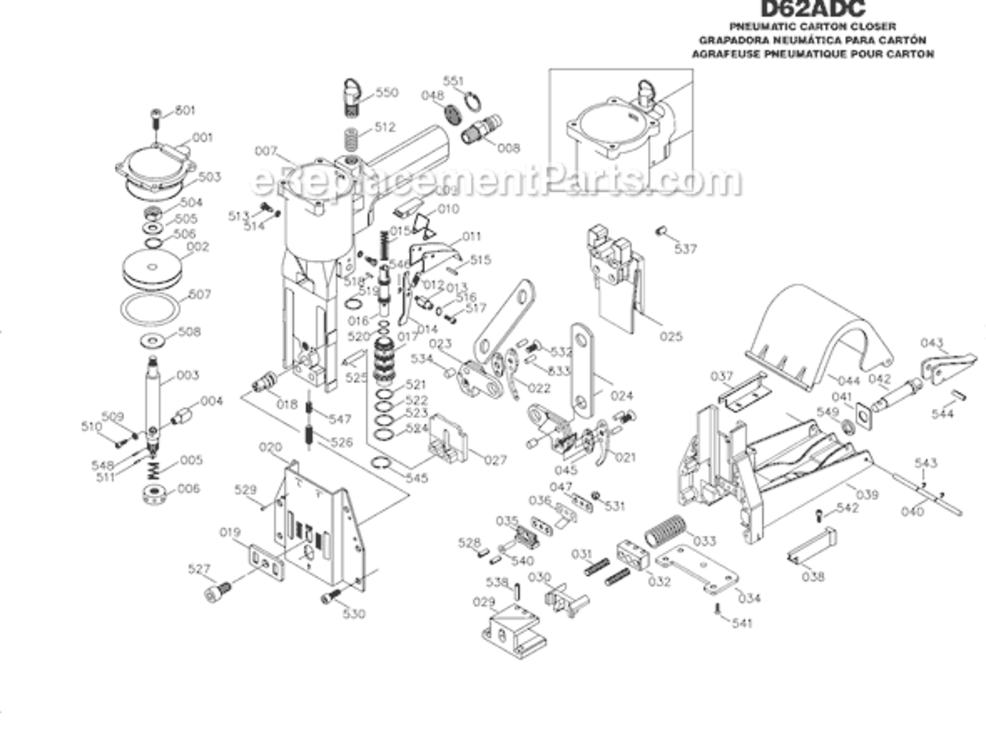 Page A Diagram and Parts List for  Bostitch Nailer