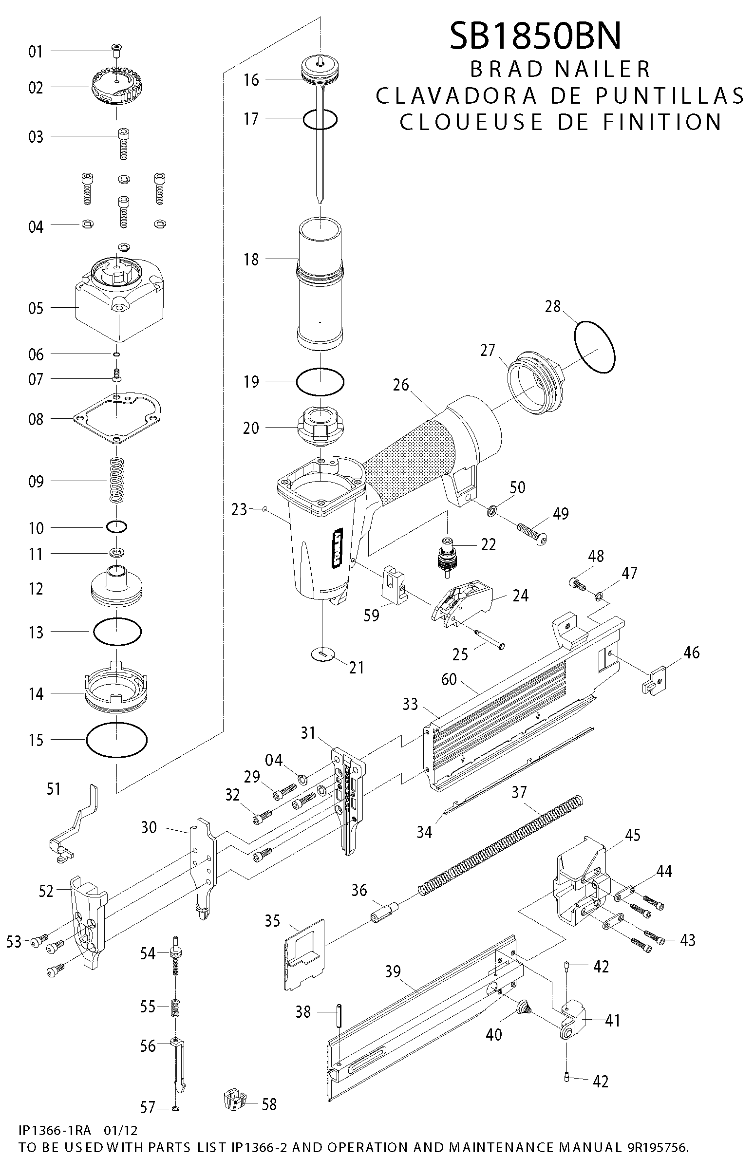 Page A Diagram and Parts List for 0 Bostitch Nailer
