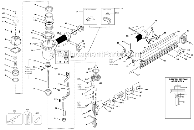 Page A Diagram and Parts List for  Bostitch Nailer