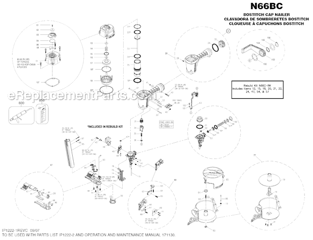 Page A Diagram and Parts List for  Bostitch Nailer