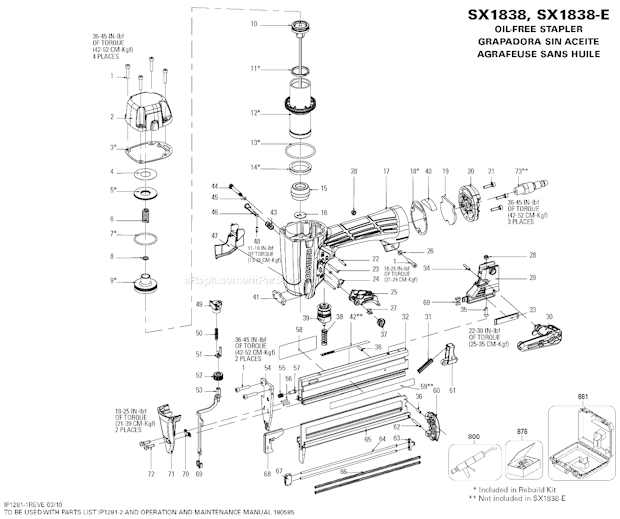 Page A Diagram and Parts List for Type 0 Bostitch Nailer