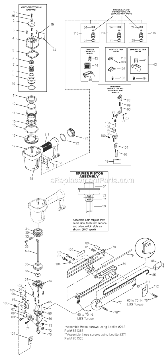 Page A Diagram and Parts List for  Bostitch Nailer