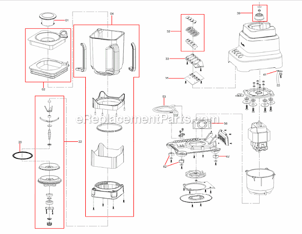 Page A Diagram and Parts List for  Breville Blender