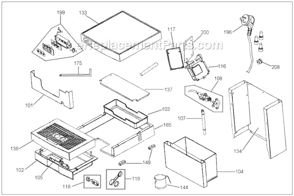 Page B Diagram and Parts List for  Breville Espresso Machine