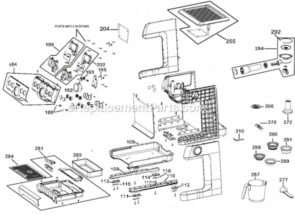 Page A Diagram and Parts List for  Breville Espresso Machine