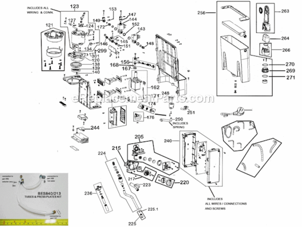 Page B Diagram and Parts List for  Breville Espresso Machine