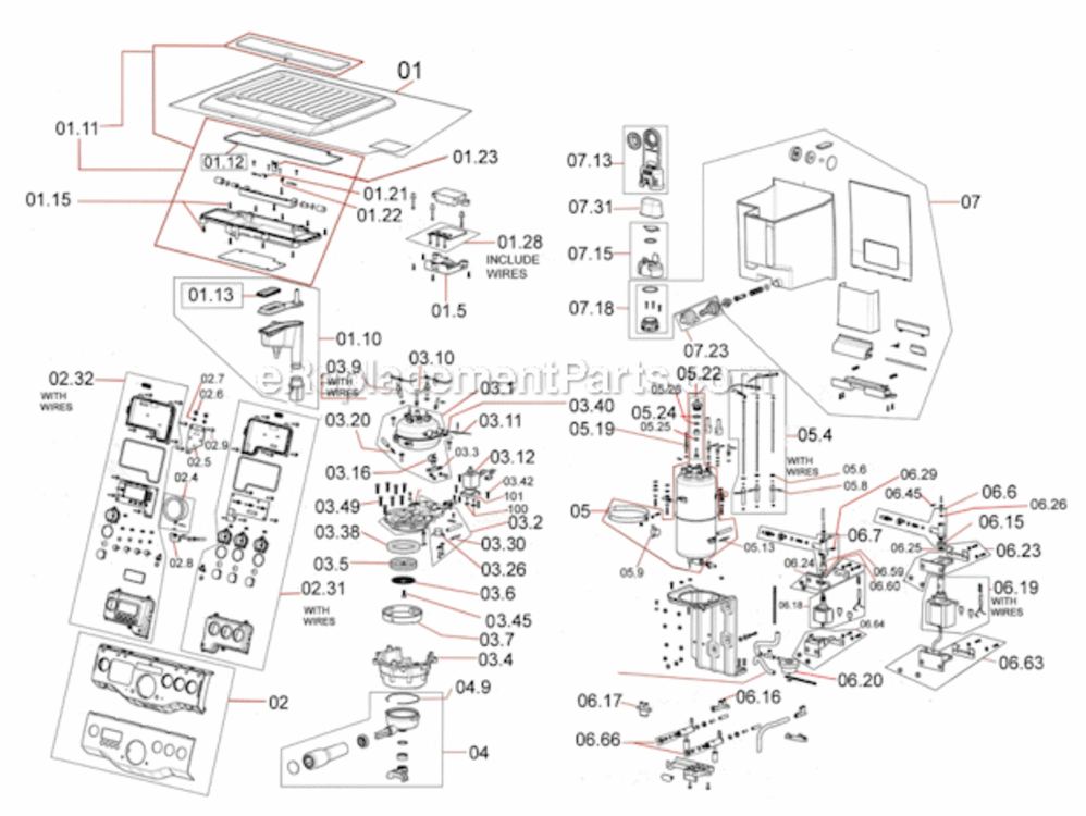 Page B Diagram and Parts List for  Breville Espresso Machine