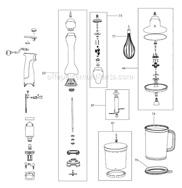 Page A Diagram and Parts List for  Breville Mixer