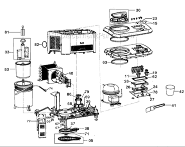 Page A Diagram and Parts List for  Breville Ice Cream Maker