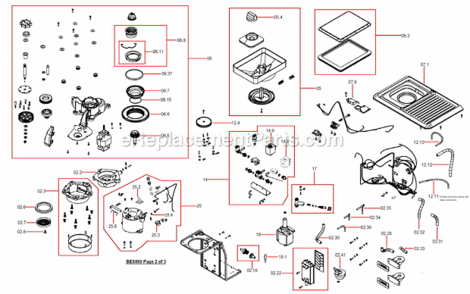 Page B Diagram and Parts List for  Breville Espresso Machine