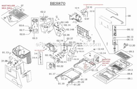 Breville BES870XL Espresso Machine OEM Parts EReplacementParts