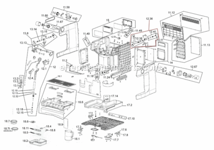 Part Location Diagram of BES980XL15 Breville Power Pcb Complete Assembly