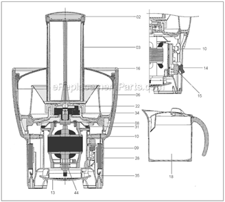 Part Location Diagram of SP0010662 Breville Nutridisk Filter Basket Assembly