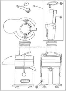 Page B Diagram and Parts List for  Breville Juicer