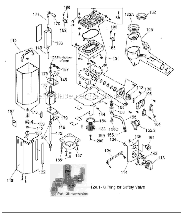 Page A Diagram and Parts List for  Breville Espresso Machine