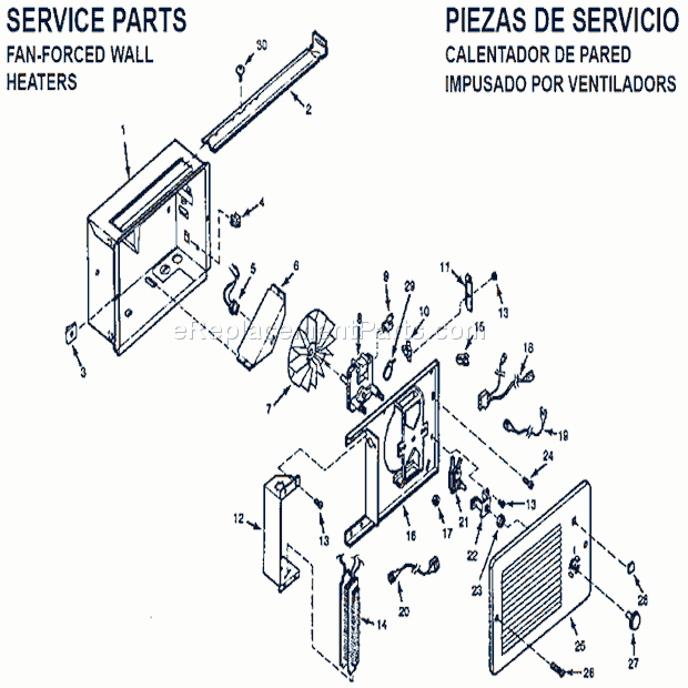 Page A Diagram and Parts List for  Broan Heater