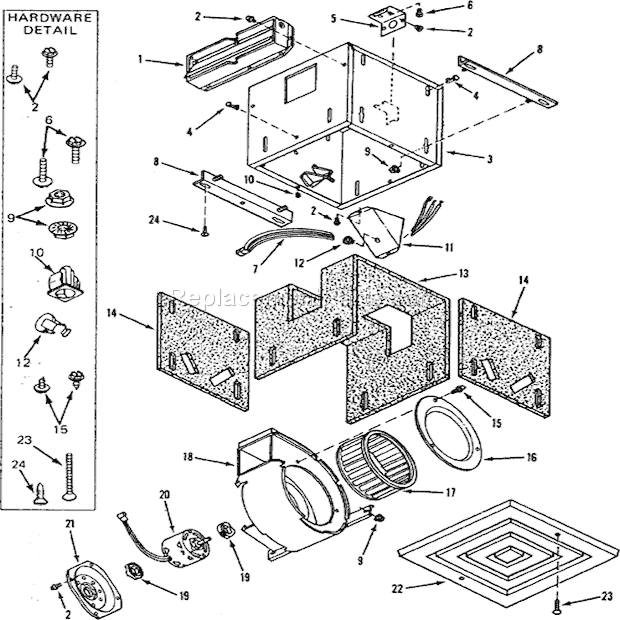 Page A Diagram and Parts List for  Broan Bath & Ventilation Fan