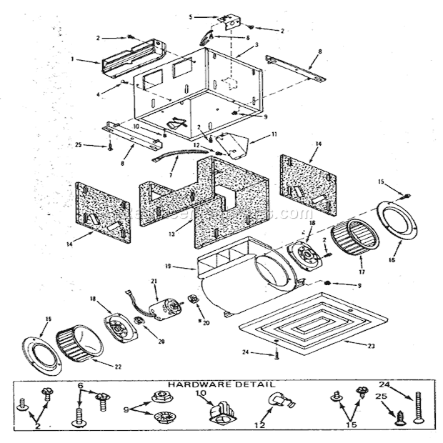 Page A Diagram and Parts List for  Broan Bath & Ventilation Fan