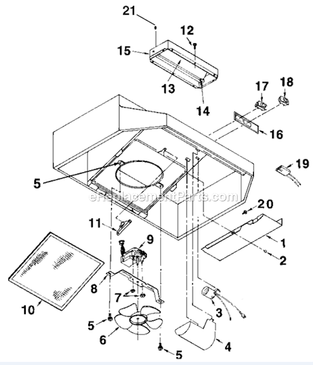 Page A Diagram and Parts List for  Broan Range Hood