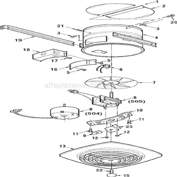 Page A Diagram and Parts List for  Broan Bath & Ventilation Fan