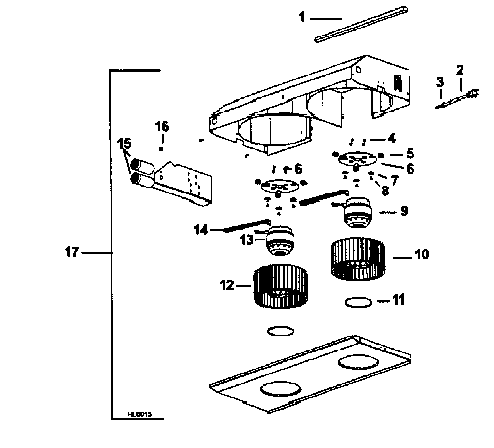 Vent system Diagram and Parts List for  Broan Bath & Ventilation Fan