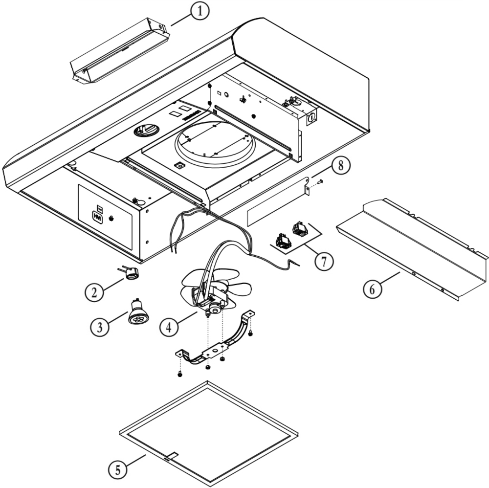 Part List Diagram and Parts List for  Broan Range Hood