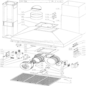 Page A Diagram and Parts List for  Broan Range Hood