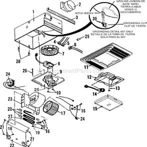 Part Location Diagram of S98004514 Nutone Heater Element