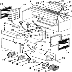 Page A Diagram and Parts List for  Broan Range Hood