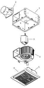 Part List Diagram and Parts List for  Broan Bath & Ventilation Fan
