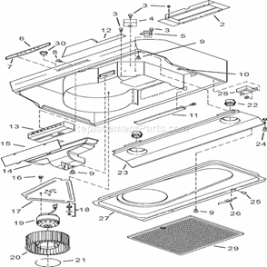 Part Location Diagram of SR111663 Broan Control Board