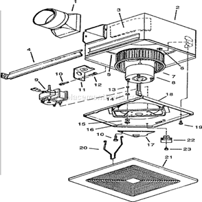 Page A Diagram and Parts List for  Broan Bath & Ventilation Fan