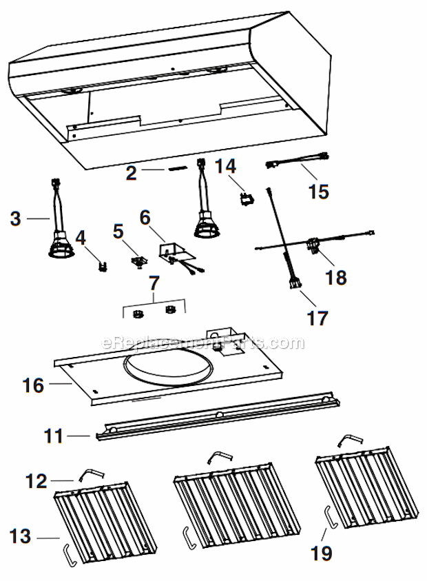 Exterior_Or_In-Line_Blower_Hoods Diagram and Parts List for 48" Broan Range Hood