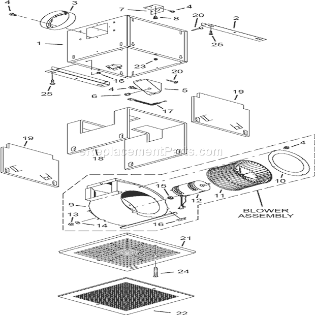 Page A Diagram and Parts List for  Broan Bath & Ventilation Fan