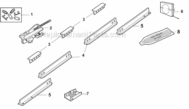 Rail_Assembly_Parts Diagram and Parts List for  Chamberlain Garage Door Opener