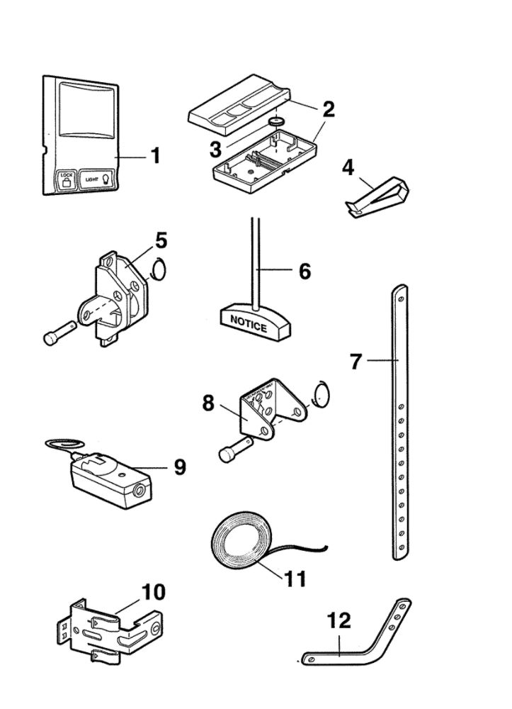 Installation Parts Diagram and Parts List for  Chamberlain Garage Door Opener